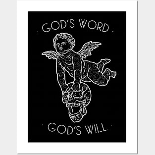 God’s word god’s will angel skull quote design Posters and Art